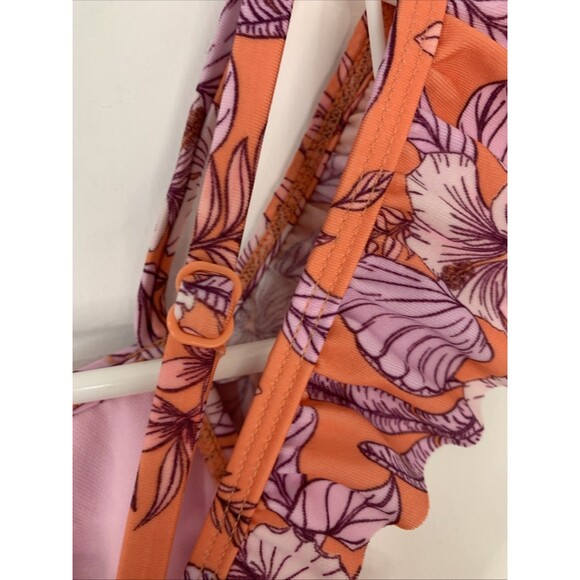 Art Class Girls Orange Floral Print Off Shoulder Swimsuit Size M(7/8) Plus NWT - Picture 6 of 6